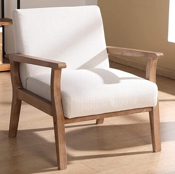 CIMOO Mid Century Modern Accent Chair, Beige